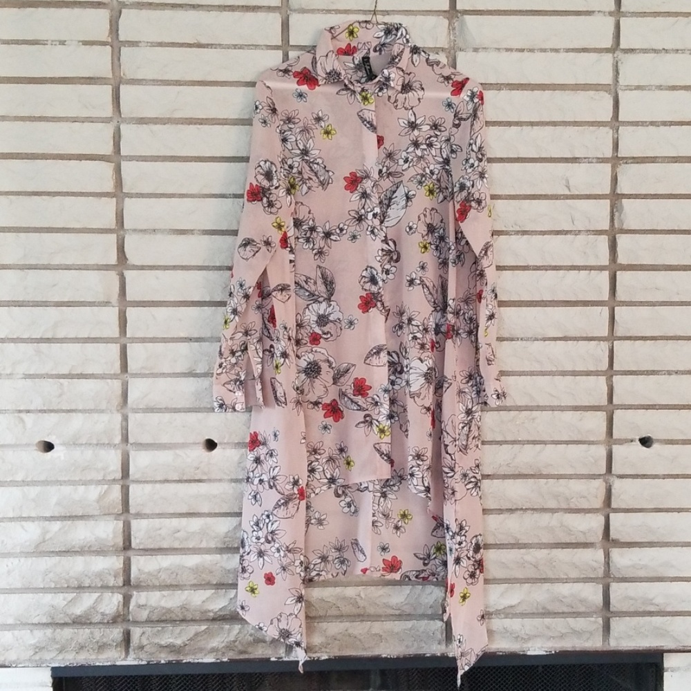 Influence UK 10 pink button down floral shirt/dres